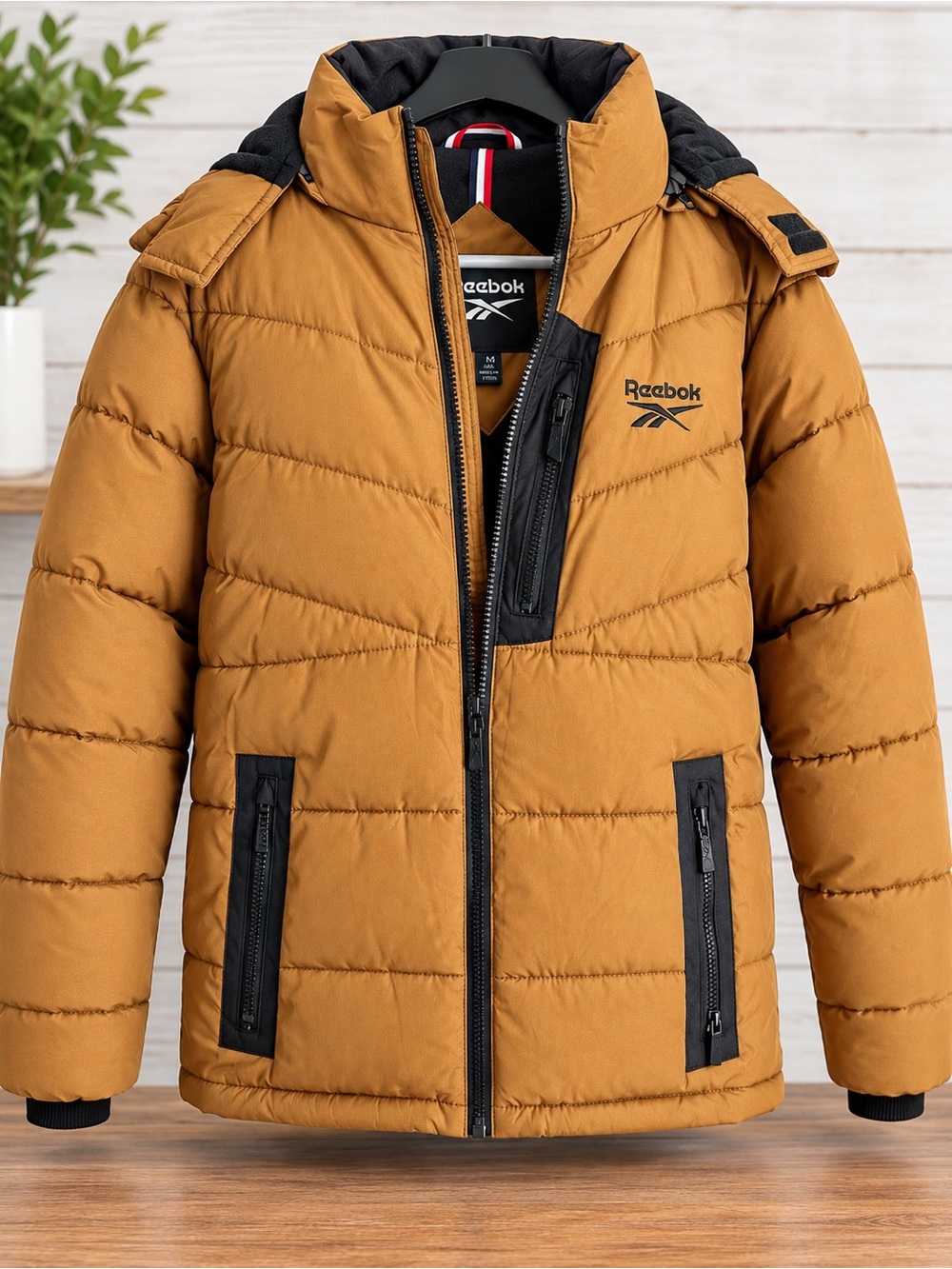 Reebok Kids' Timber Colored Puffer Jacket with Black Trim 14-16 LG